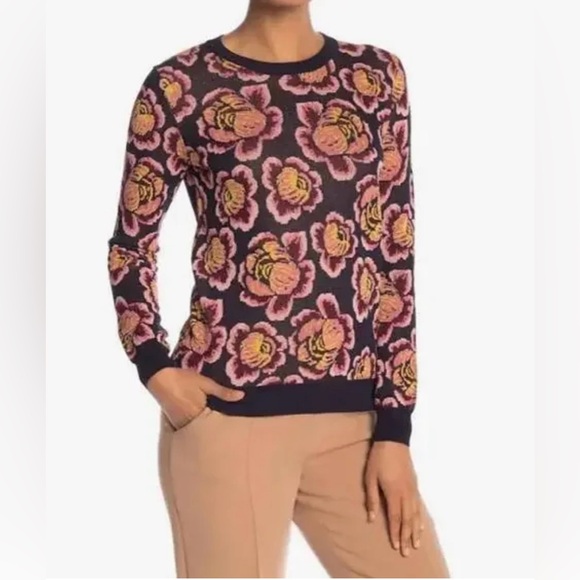 Catherine Malandrino Floral Sweater - Pink and Yellow boho cottagecore medium - Picture 1 of 5